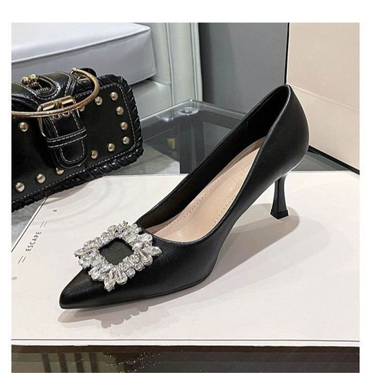 Damen elegante Stiletto-Pumps mit funkelndem Schnallenakzent EB