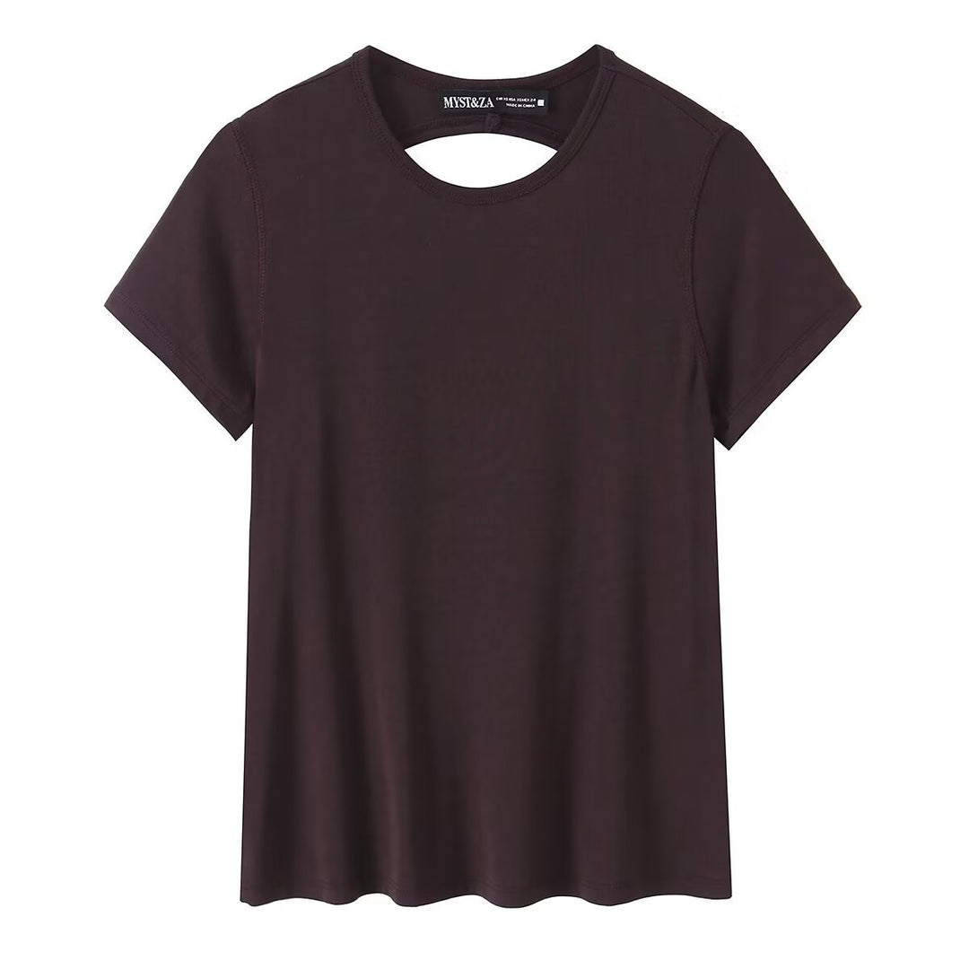 Damen Freizeit T-Shirt mit modernem Rückenausschnitt und hochwertiger Baumwolle EB