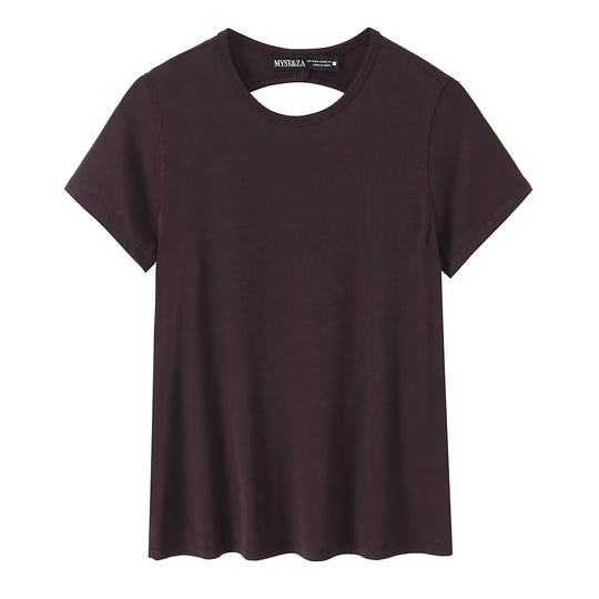 Damen Freizeit T-Shirt mit modernem Rückenausschnitt und hochwertiger Baumwolle EB