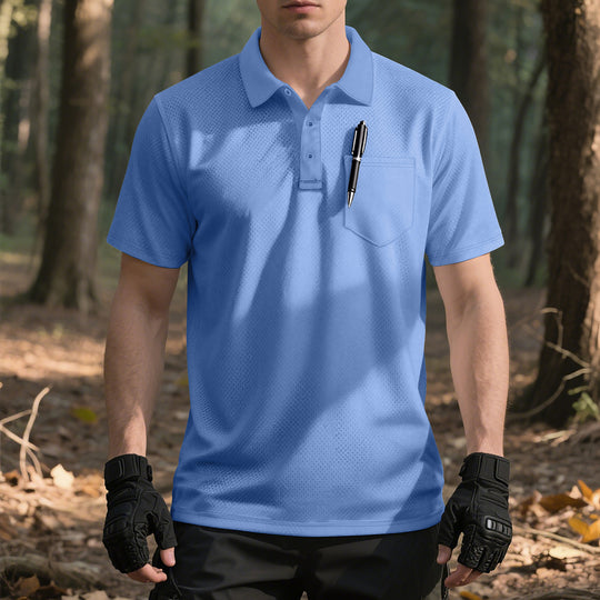 Herren nan funktionelles Kurzarm-Poloshirt mit Brusttasche, eingearbeiteter Stiftlasche und mikroperforierter Belüftung EB