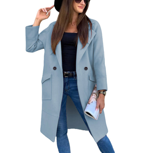 Damen Modischer Oversized-Mantel mit tiefen Taschen und eleganten Knopfdetails EB