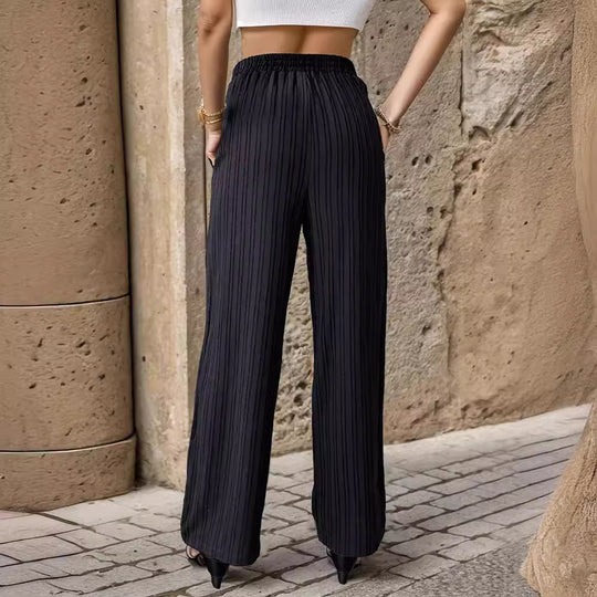 Damen Elegante Freizeithose mit streifigem Design und elastischem Bund EB