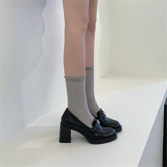 Damen Elegante und komfortable Mokassins mit blockierendem Absatz EB