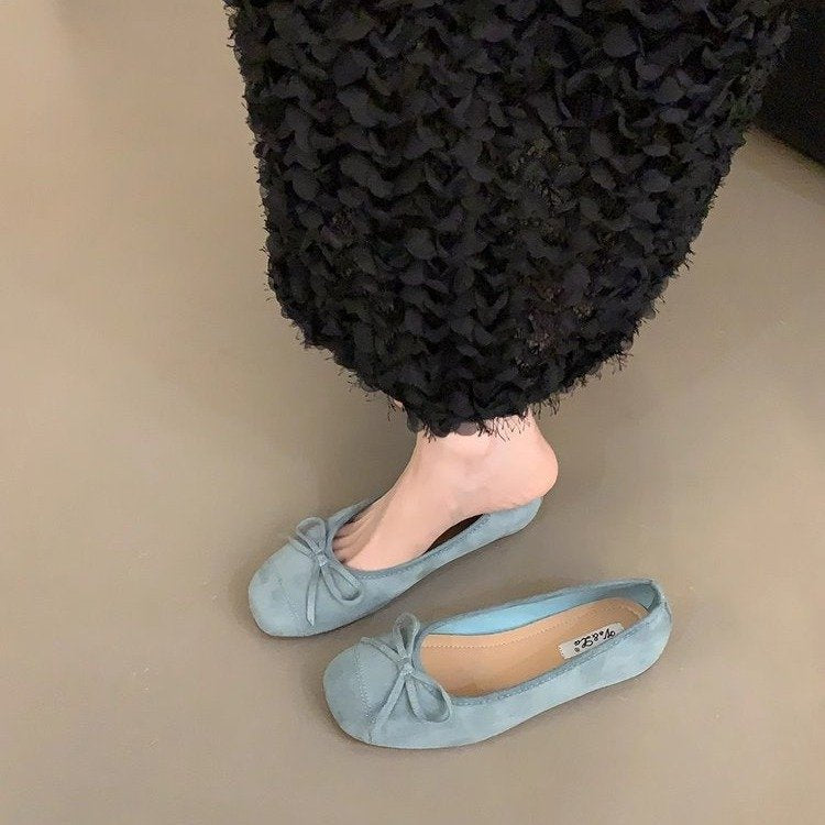 Damen bequeme Ballerinas mit dekorativem Schleifenakzent und elastischem Fußbett EB