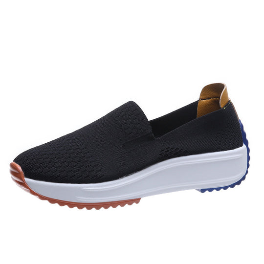 Damen Komfortable Slip-On Sneakers mit atmungsaktivem Strickdesign und dämpfender Sohle EB