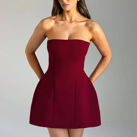 Damen schulterfreies Cocktailkleid mit elegantem Schnitt EB