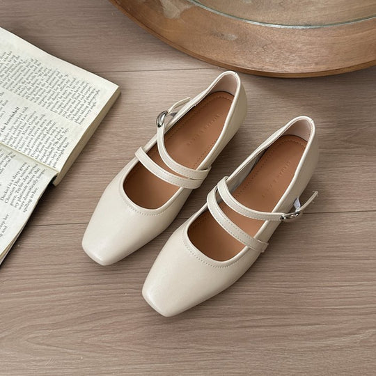 Damen Ballerinas mit modischem Riemchen und eleganter Schnallenverzierung EB