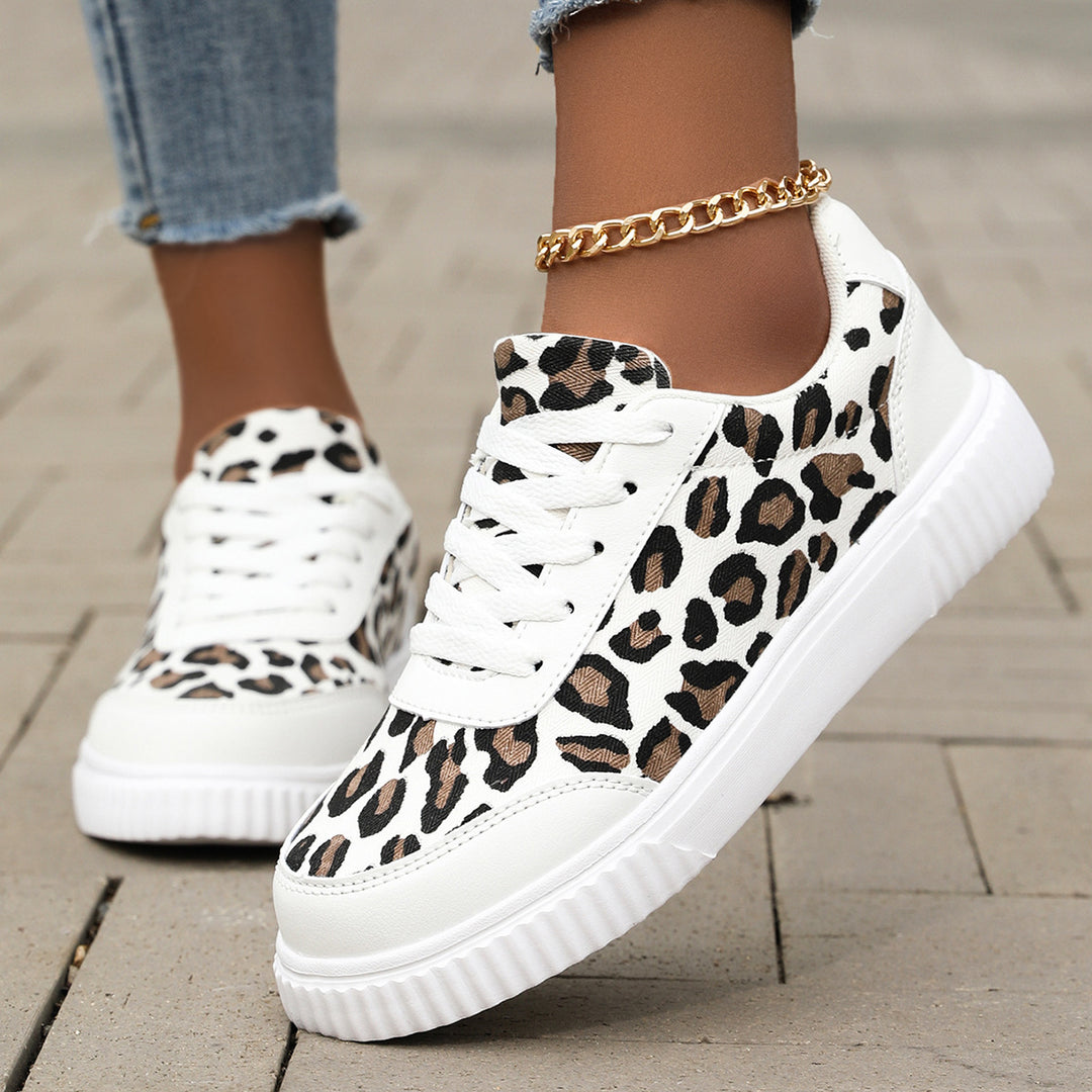 Damen Trendige Sneaker mit Tierdruck und bequemer Sohle EB