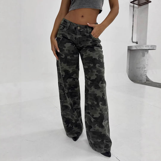 Damen Relaxed Fit Cargohose mit modischem Camouflage-Muster EB