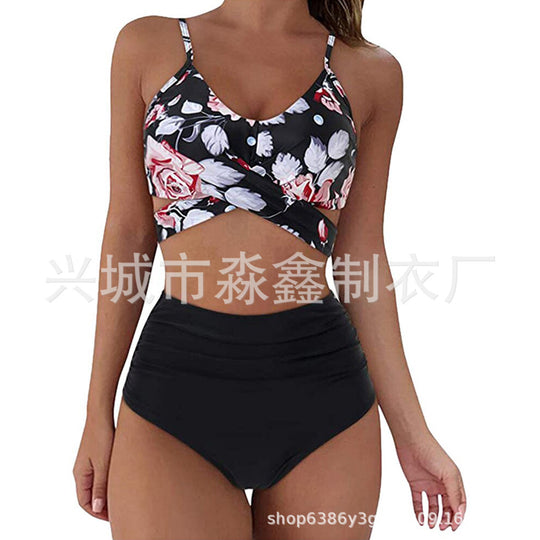 Damen Crop-Top Bikini-Set mit geflochtenem Design EB