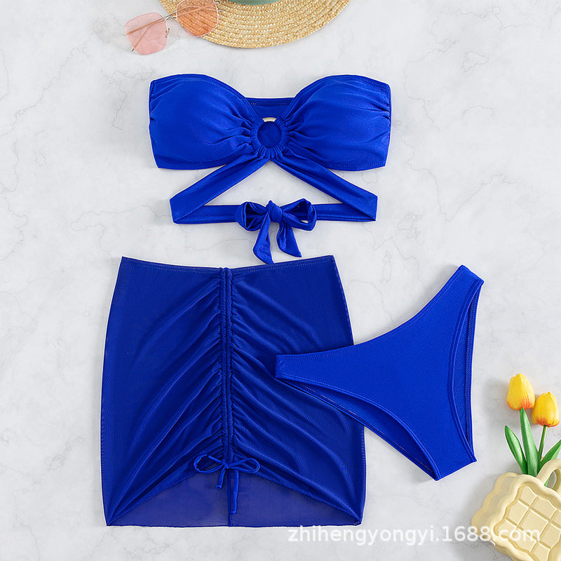Damen Bandeau-Bikini mit verspieltem Wickeldesign EB