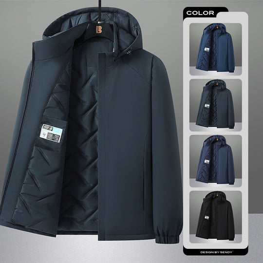 Herren wasserabweisender Urban-Softshell-Kapuzenblouson mit leicht wattierter Steppinnenlage, verdecktem Reißverschluss und elastischen Bündchen EB
