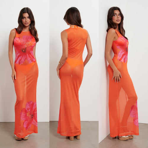 Damen luftiges Strandkleid mit floralem Design EB
