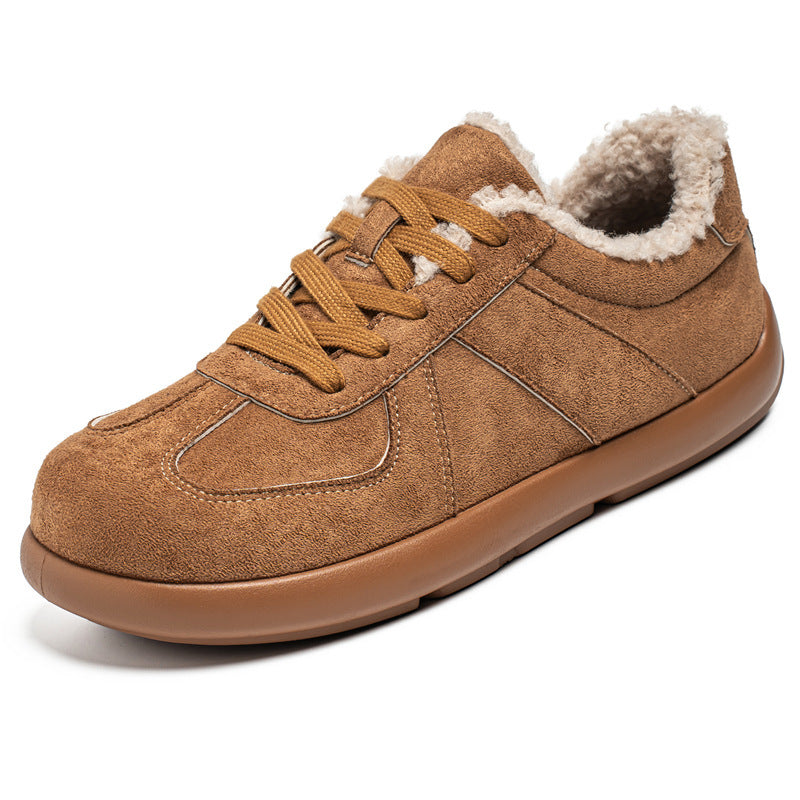 Damen bequeme und stilvolle Halbschuhe mit Futter aus Kunstfell EB