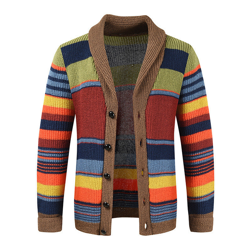 Damen Strickjacke mit farbenfrohem Muster und modernem Schalkragen EB