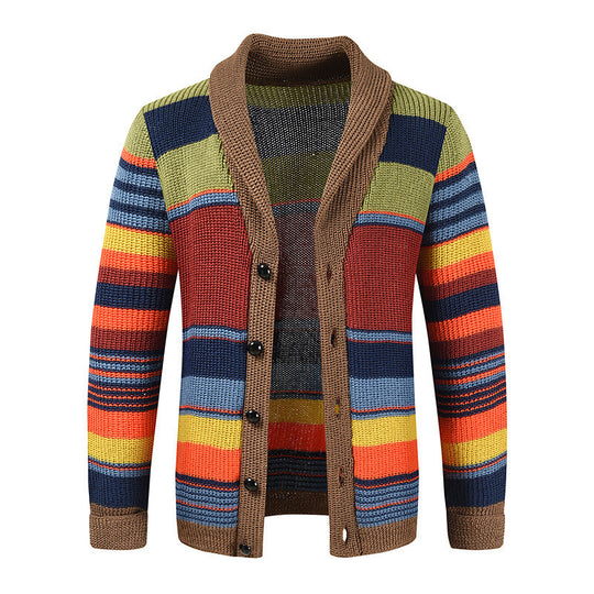 Damen Strickjacke mit farbenfrohem Muster und modernem Schalkragen EB