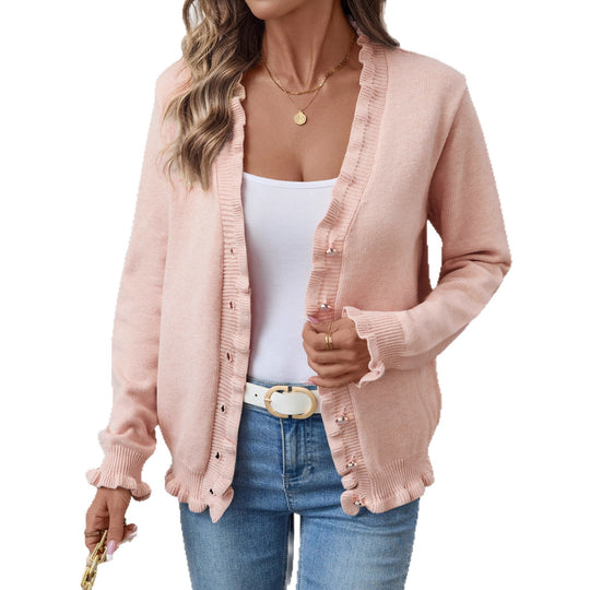 Damen Strickjacke mit Rüschen EB