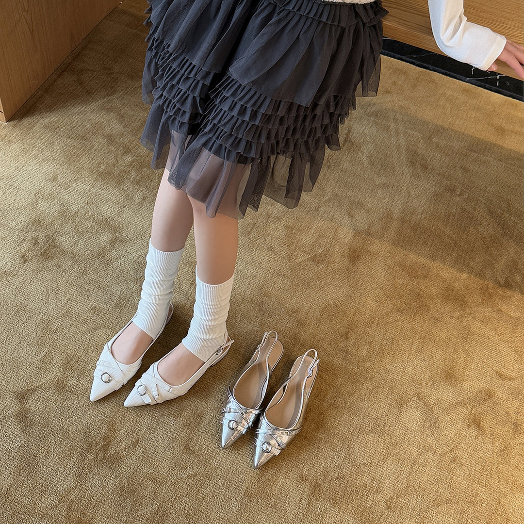 Damen Elegante Slingback-Pumps mit modischem Riemen und spitz zulaufendem Design EB