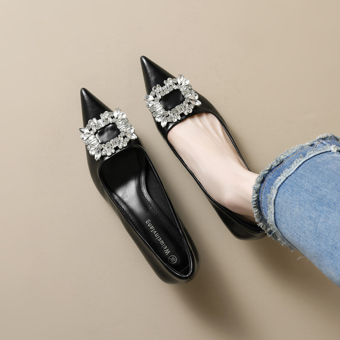 Damen elegante Pumps mit funkelndem Strassbesatz EB