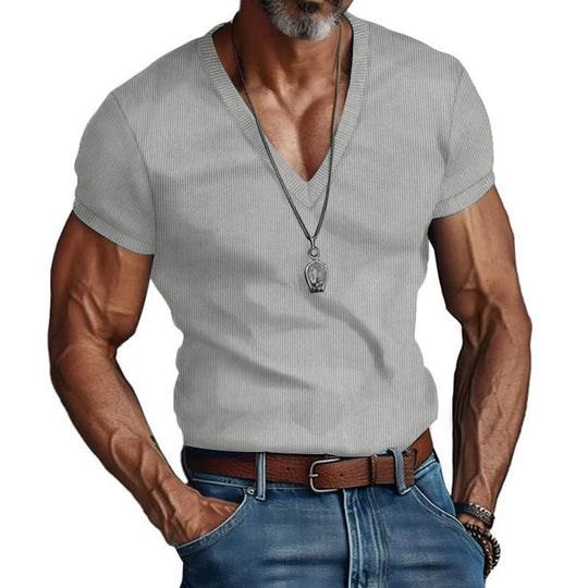 Herren Kurzarm V-Ausschnitt T-Shirt EB