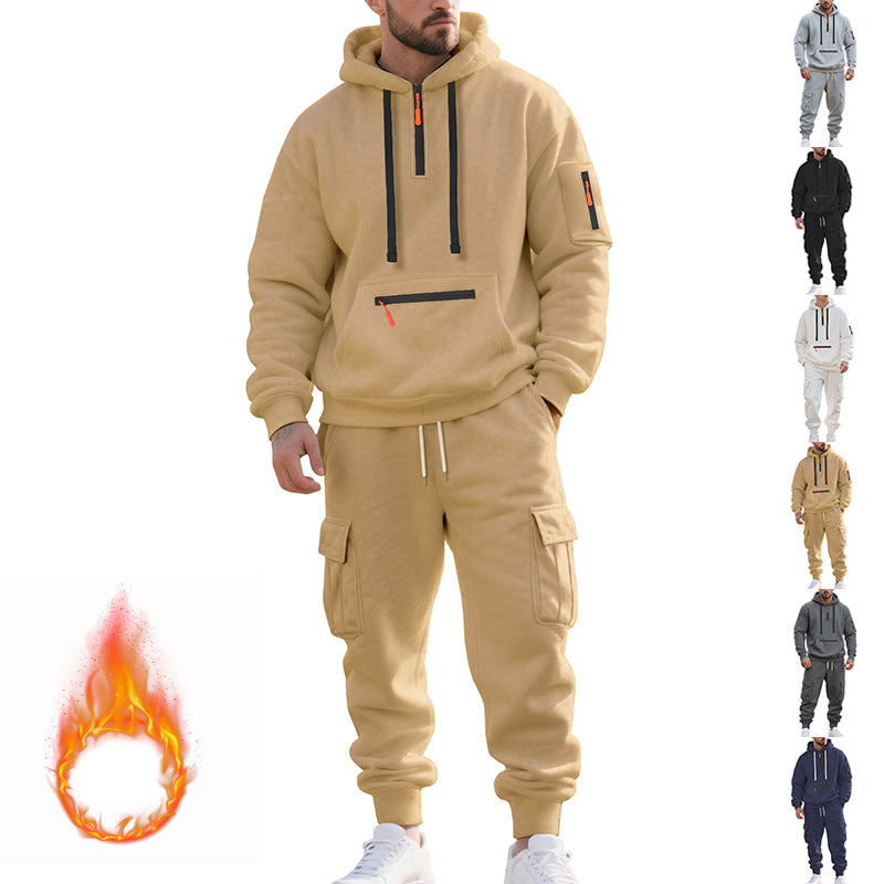 Herren modischer Sportanzug mit Kapuze und praktischen Taschen EB