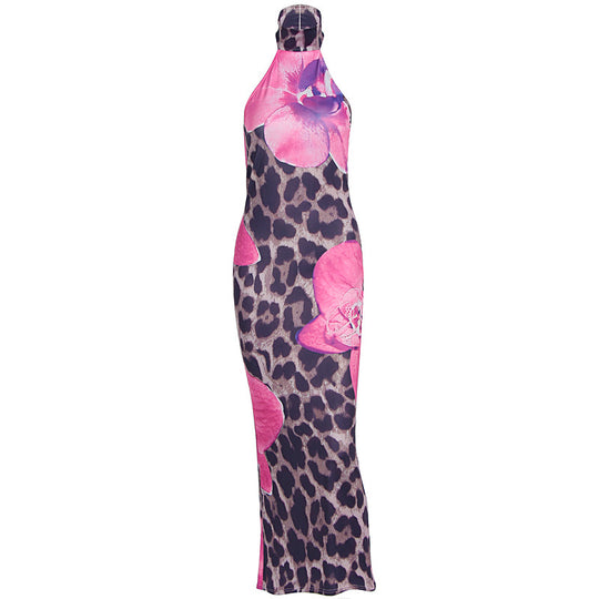 Damen Maxikleid mit schickem Blumen- und Tiermuster EB