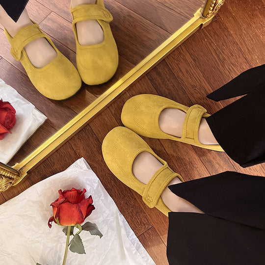 Damen Komfortable Ballerinas mit rutschfester Sohle und verstellbarem Klettverschluss EB