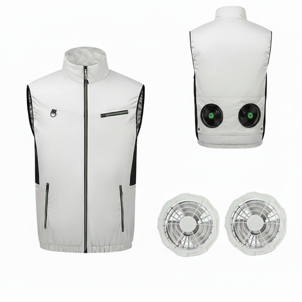 Unisex nan leichte Ventilationsweste mit dualem Lüfteranschluss, austauschbaren Filtern und wasserabweisendem Material EB