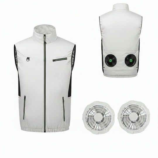 Unisex nan leichte Ventilationsweste mit dualem Lüfteranschluss, austauschbaren Filtern und wasserabweisendem Material EB
