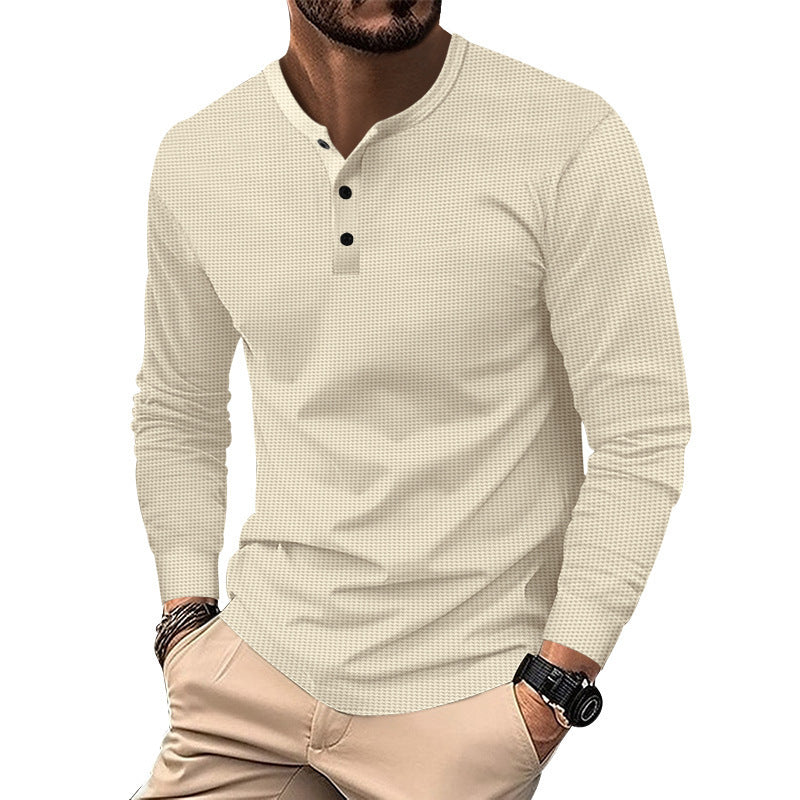 Herren Langarm-Henley-Shirt aus atmungsaktivem Strukturstoff EB