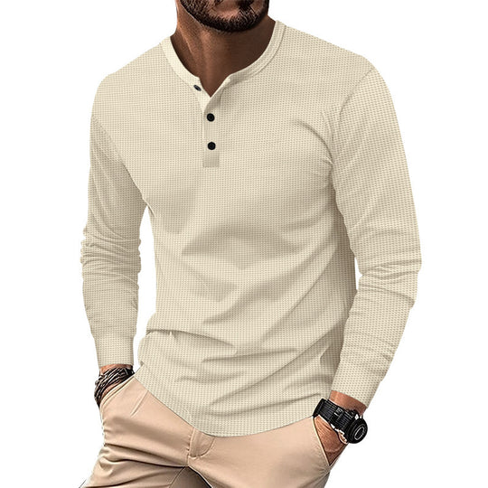 Herren Langarm-Henley-Shirt aus atmungsaktivem Strukturstoff EB