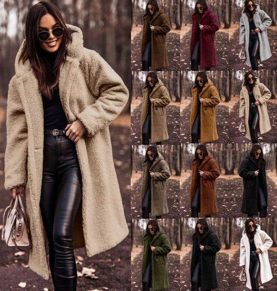 Damen Teddy-Mantel mit großzügigem Schnitt und praktischen Taschen EB
