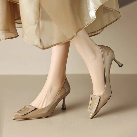 Damen elegante spitze Pumps mit dekorativer Schnalle EB