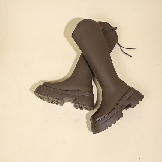 Damen kniehohe Stiefel mit elegantem Schnitt und robuster Sohle EB
