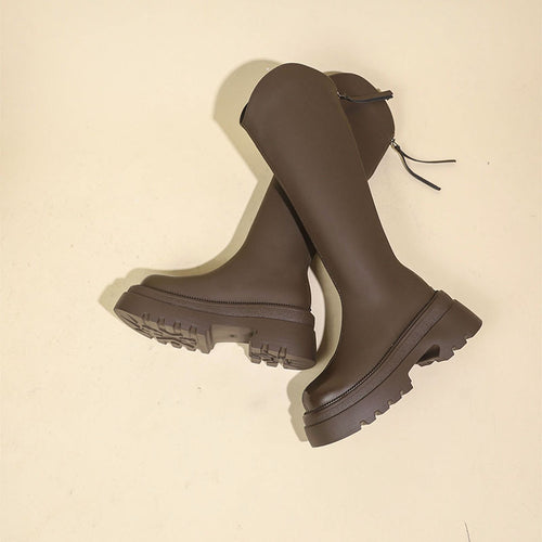 Damen kniehohe Stiefel mit elegantem Schnitt und robuster Sohle EB