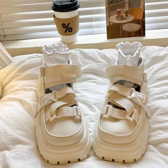 Damen Komfortable Chunky Sandalen mit verstellbaren Riemen und dämpfender Sohle EB