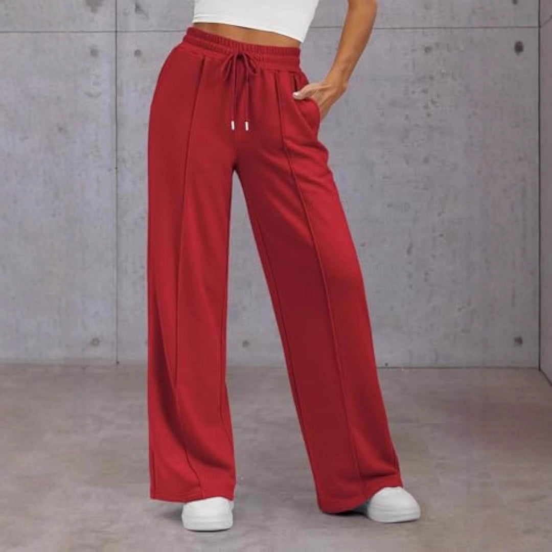 Damen Komfortable Weite Sweatpants mit elastischem Bund und praktischen Taschen EB