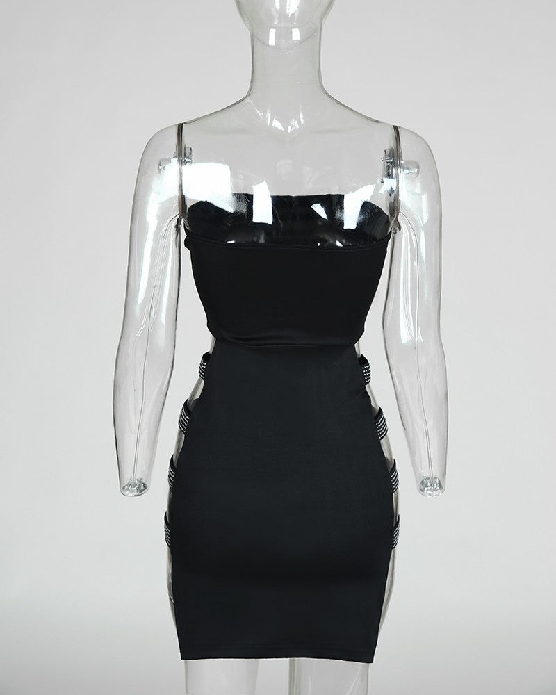 Damen figurbetontes Minikleid mit transparenten Seiteneinsätzen EB