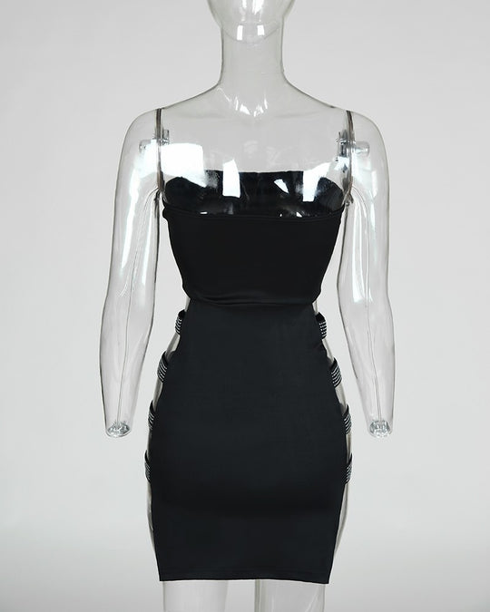 Damen figurbetontes Minikleid mit transparenten Seiteneinsätzen EB