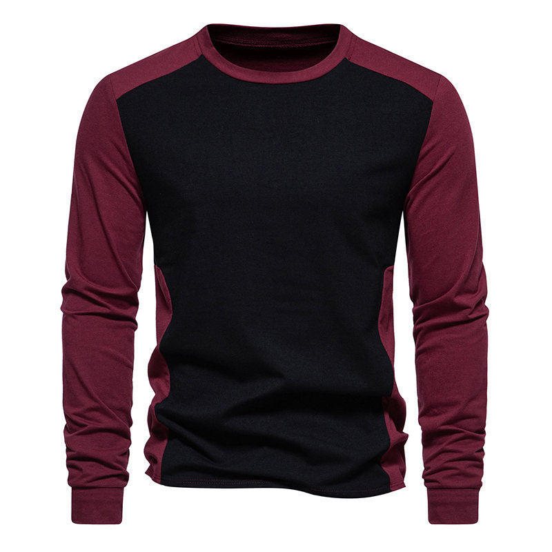 Herren Langarm-T-Shirt mit kontrastierenden Ärmeln und bequemer Passform EB