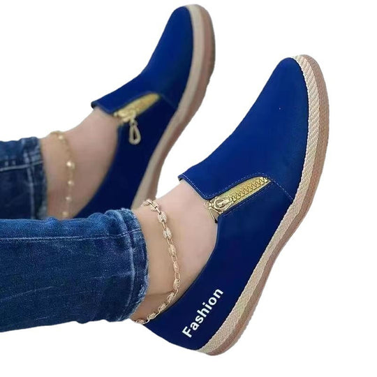 Damen Modische Slipper mit elegantem Reißverschluss EB