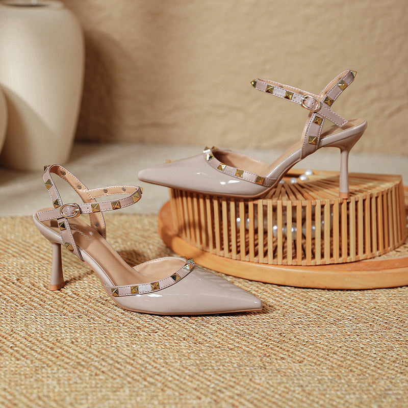 Damen stilvolle Slingback-Pumps mit dekorativen Nieten EB
