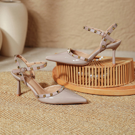 Damen stilvolle Slingback-Pumps mit dekorativen Nieten EB