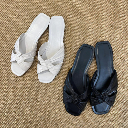 Damen modische Riemensandalen mit elegante Knotenakzent und komfortabler Innensohle EB