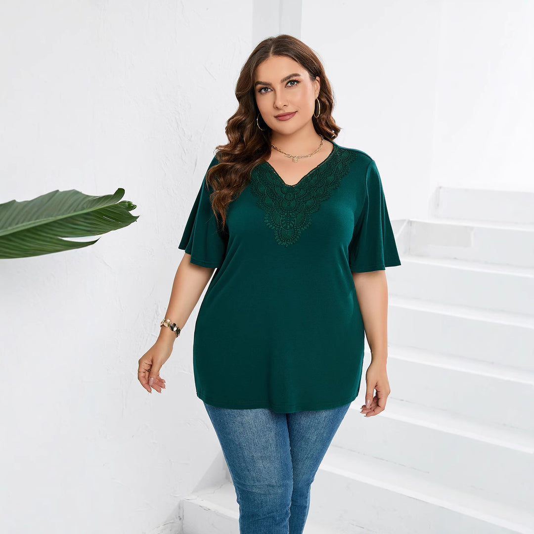 Damen Blusenshirt mit eleganter Lochstickerei und weit geschnittenen Ärmeln EB