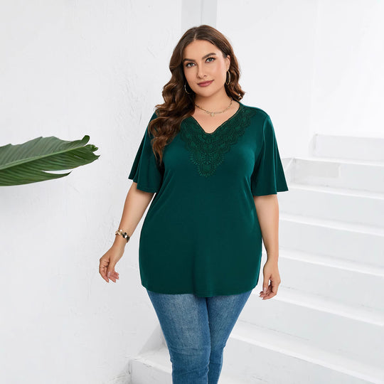 Damen Blusenshirt mit eleganter Lochstickerei und weit geschnittenen Ärmeln EB