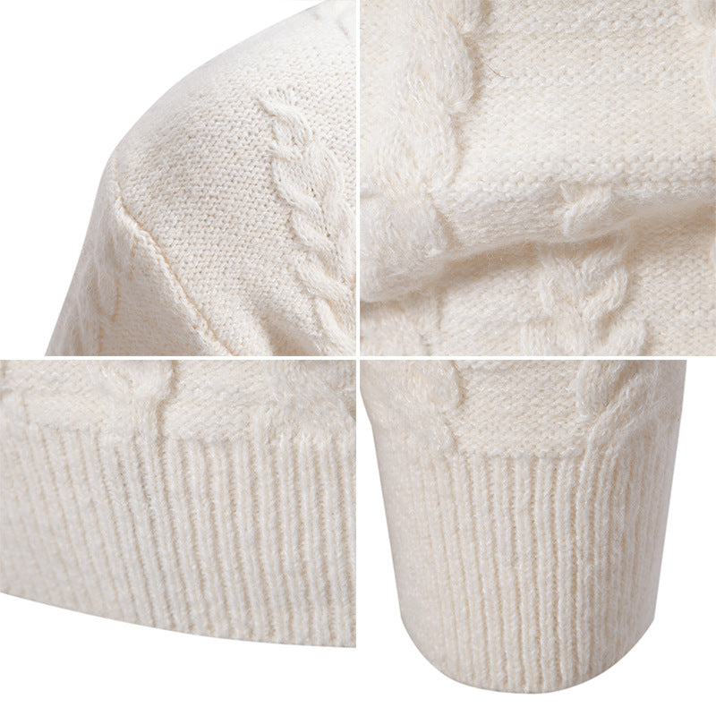 Herren Strickpullover mit klassischem Zopfdesign und hohem Kragen EB