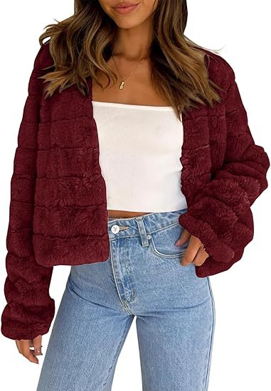 Damen Flauschige Kurzjacke im modernen Design EB