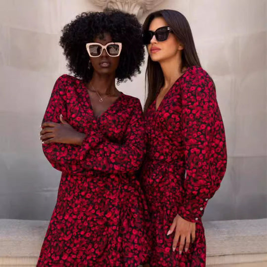 Damen schmeichelhaft Wickel-Mini-Kleid mit Leopardenmuster EB