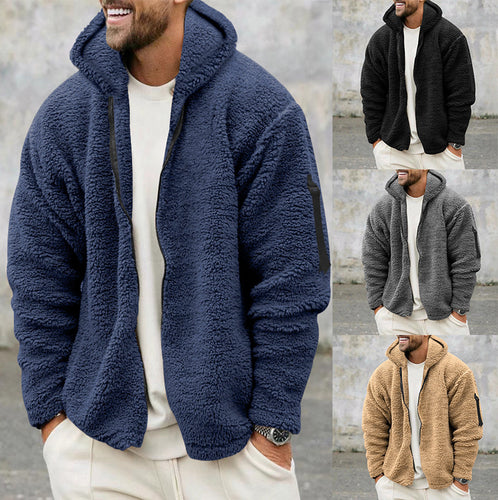 Herren fleecegefütterte Jacke mit praktischen Taschen und Kapuze EB